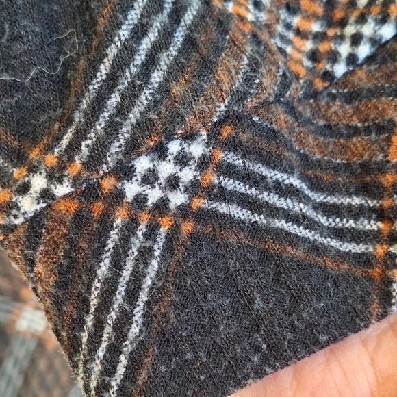 VTG Adrienne Vittadini Dress SzL  Ribbed Knit Lt Weight Plaid Drop Waist Logo - Picture 6 of 10